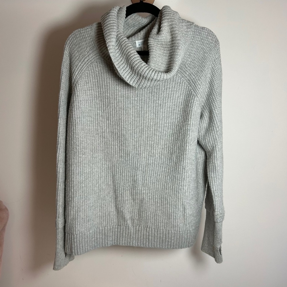Market & Spruce Womens XL Grey Cowl Neck Waffle Knit Raglan Sweater WS10039
